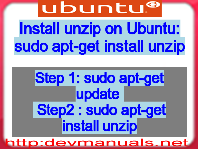 Install unzip on Ubuntu: sudo apt-get install unzip