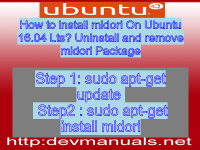 How to install midori On Ubuntu 16.04 Lts? Uninstall and remove midori Package
